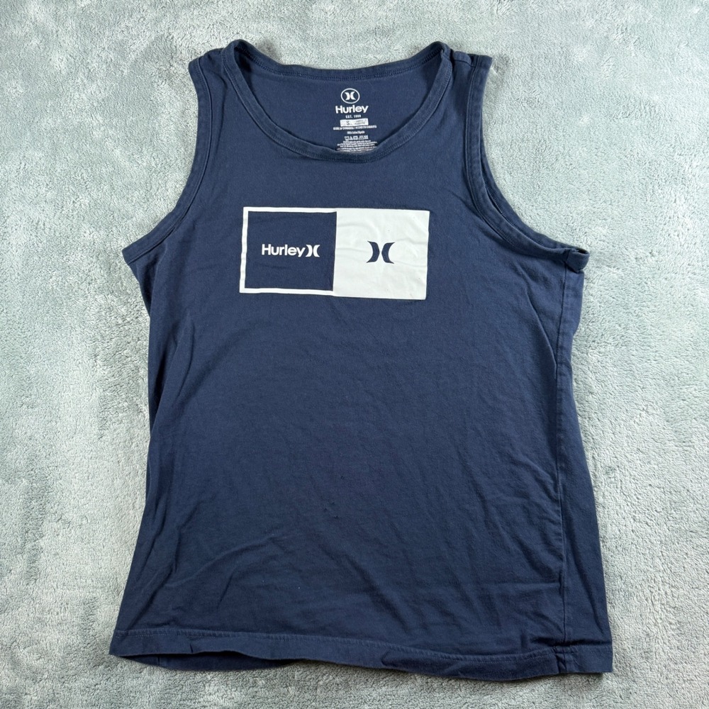 Hurley‎ Mens Graphic Tank Top Navy Blue Cotton Logo Sleeveless Shirt Small
